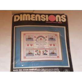 Dimensions counted cross stitch ... Bless This House Sampler ... 14" x 11" frame size