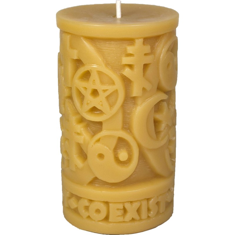 Sunbeam Candles Beeswax Coexist in Peace Pillar