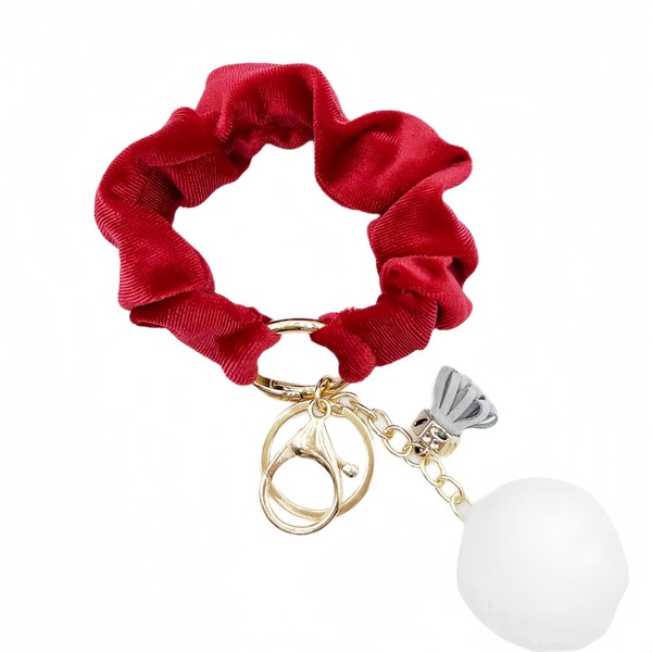 Tomcrazy Scrunchie Wristlet Keychain, Stretchy Key Chain Tassels Fur Pom