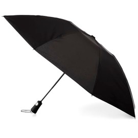 Totes - Paraguas plegable para hombre y mujer con cierre automático y diseño compacto, resistente al viento, Negro -, 43" Canopy, Paraguas de burbujas transparentes