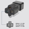 IEC320 C20 to Nema 5‑15 20R Power Adapter 20A C20