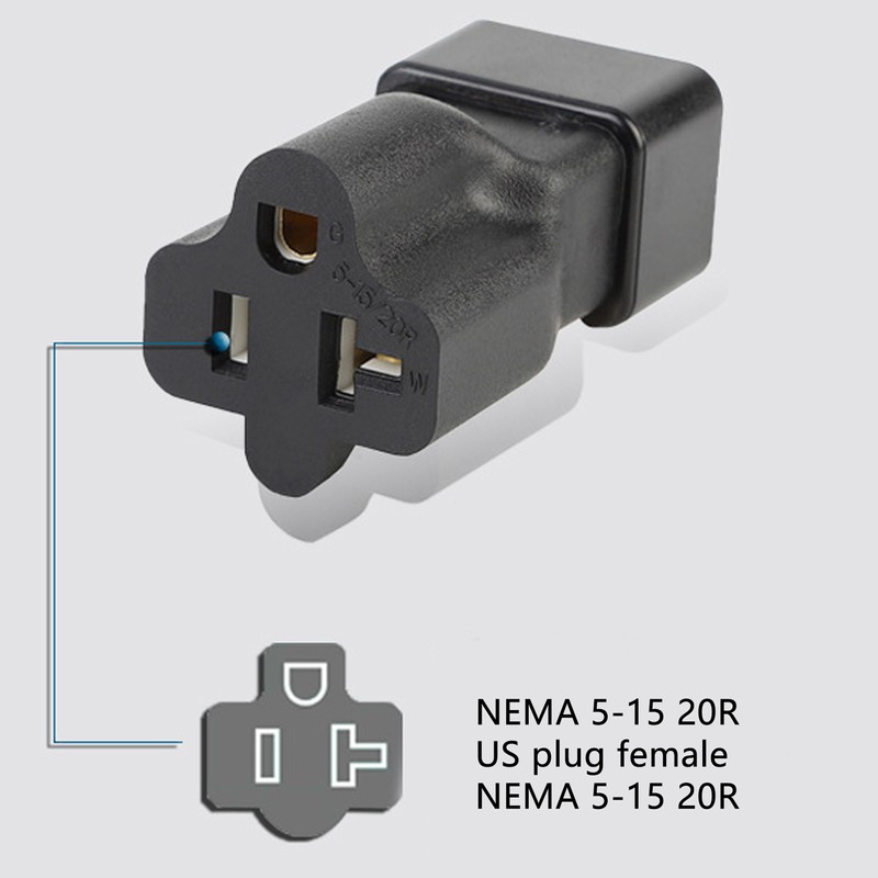 IEC320 C20 to Nema 5‑15 20R Power Adapter 20A C20