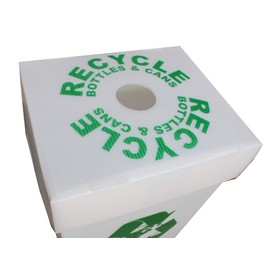 Outdoor Pop Up Trash Can and Recycling Bins with “Bottles and Cans Only” Label Made from Translucent HDPE - 44 Gallon 20.25'' x 17'' x 38''- Pack of 3 - Ideal Collapsible Camping Trash Can