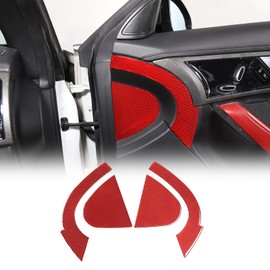 Daeiclru Real Carbon Fiber Car Door Interior Trim Panel Compatible with Jaguar F-Type 2013-2022, Inner Door Anti-Collision Strip Decoration Cover Sticker Accessories (Red)