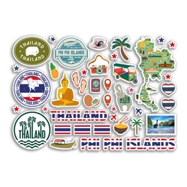 A5 Sticker Sheet Phi Phi Islands Landmarks Vinyl Stickers - Thailand Stamp Skyline Flag Travel Holiday Map City Scrapbook Aesthetic #80535
