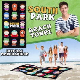 South Park Beach Towel for Adults Teens Soft Absorbent Bath Shower Gym Swimming Towel 100% Cotton Stan Kyle Cartman Kenny Holiday Essentials 140x70cm