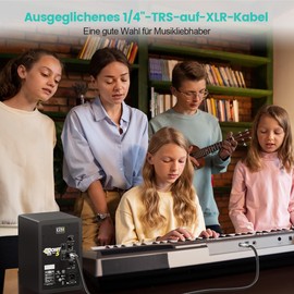 EMK 1/4 Inch to XLR Cable, 6.35 mm TRS to XLR, Balanced XLR to 1/4 Cable for Microphones, Mixers, Amplifiers, Speakers (3 Metres)