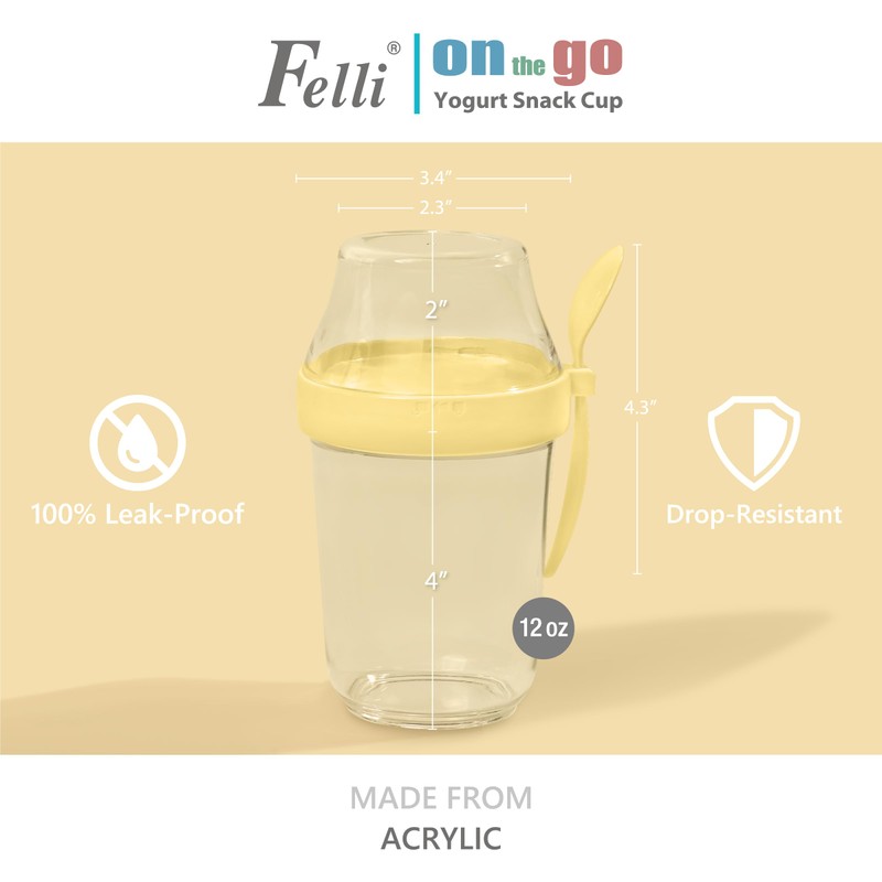 Felli On The Go Yogurt Parfait Snack Cup with Lid,