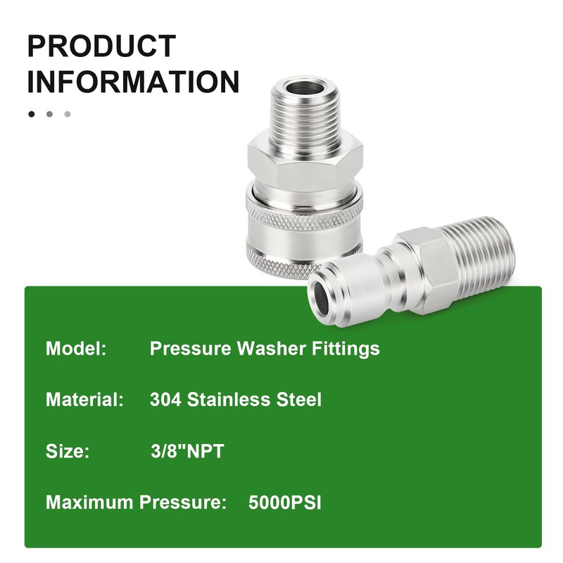 TAISHER 12PCS 304 Stainless Steel Pressure Washer Adapter Kit, Quick
