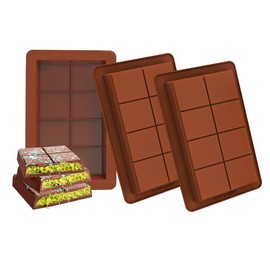 3 PCS Deep Chocolate Molds, 0.8inch Deep Silicone Chocolate Bar Molds, Block Silicone Mold for Filling Chocolate, Milk/Pistachio/Candy Chocolat
