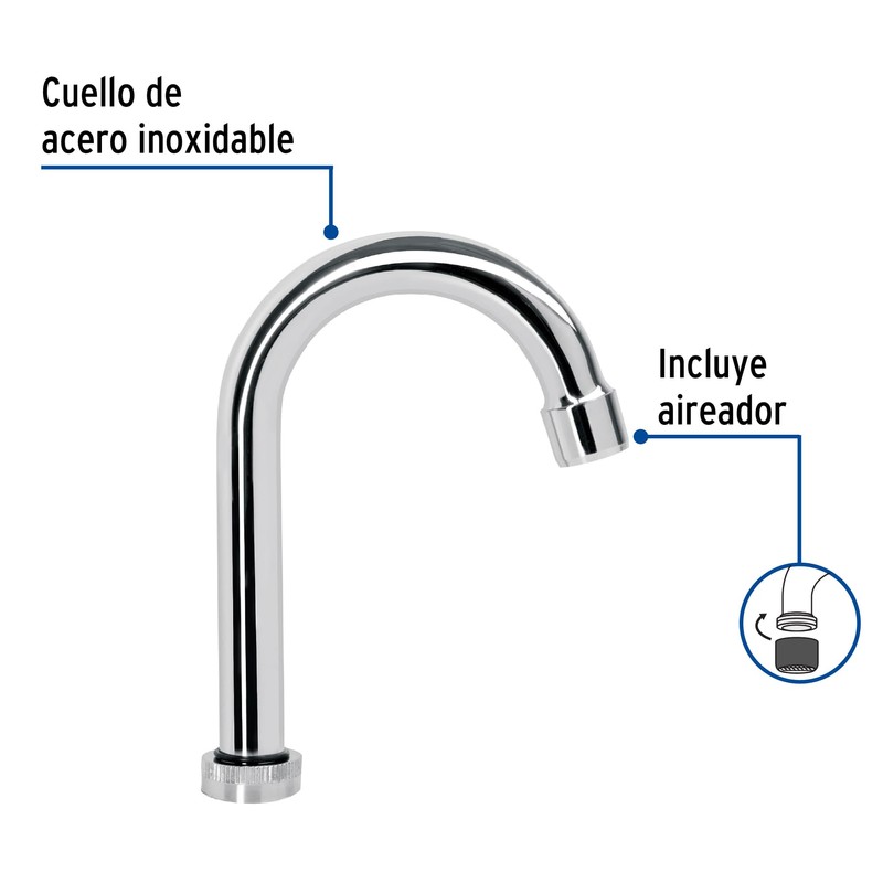 Foset Cuello tipo bar para mezcladora, Acero inoxidable, Encimera, Classic,