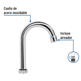 Foset Cuello tipo bar para mezcladora, Acero inoxidable, Encimera, Classic, plateado, Rectangular, 1-hole