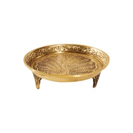 Putrika Traditional Brass Mukali | Stool | Peeta | Mukkali Trumpet | Chowki Pooja for God Idols(9Cm*2.5Cm) Weight :119 –(Gj) Pin Tray Mukali, Medium, Yellow