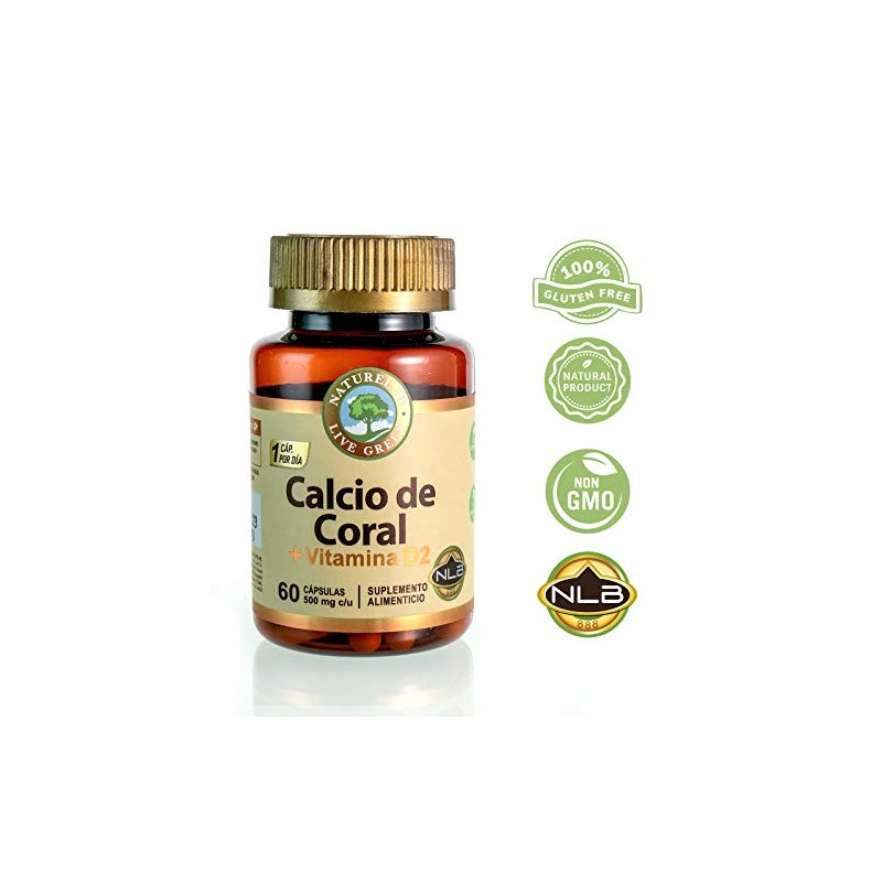 CALCIO DE CORAL CON VITAMINA D2 60 CAPSULAS SUPLEMENTO NATURELAB