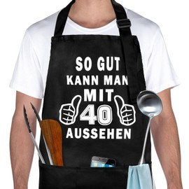 GADITIEK Birthday Gift for Men Women, Cooking Apron Men with 3 Front Pockets, Funny Birthday Gifts, Adjustable BBQ Apron for Men, Waterproof Kitchen Apron Gift, 40th birthday