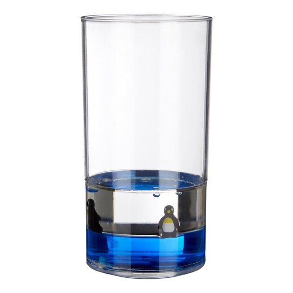 Premier Housewares Acrylic Tumbler with Floating Penguins, Clear/Blue, 7 x 7 x 12 cm