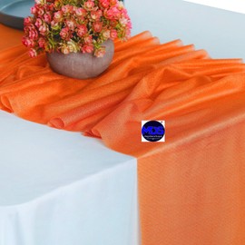 MDS Pack of 5 Wedding 12 x 108 inches Chiffon Table Runner for Wedding, Decorations for Birthday Parties, Banquets, Graduations, Engagements, Runners fit Rectangle, Round Table - Orange