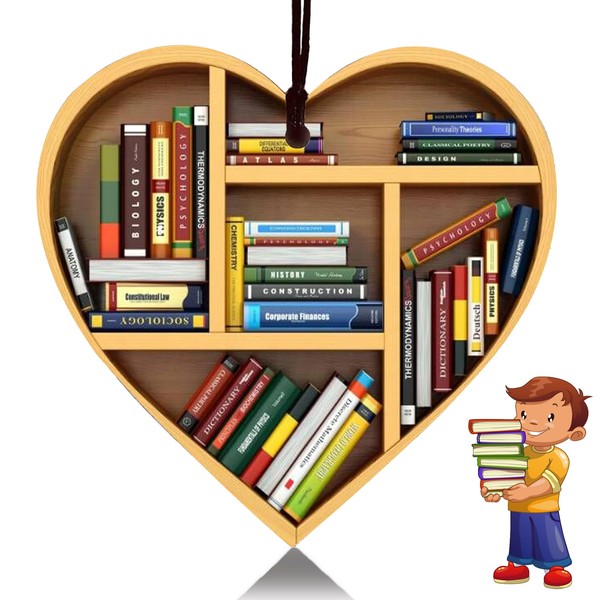 Book Lovers Heart Ornament,Funny Book Lover Gifts,Library Gifts, Novelty Reading Book Christmas Ornament,Book Christmas Tree Decoration, Reading Gifts, Suitable for Halloween,Thanksgiving, Christmas