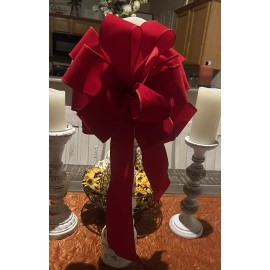 Handmade Red Velvet indoor/Outdoor Wreath Bow /Handmade - Wired - Christmas Holiday 10x24