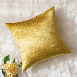 MIULEE Set of 2 Velvet Cushion Covers, Cushion Case, Decorative Cushion, Decorative Cushion Cover, Scatter Cushion Cover, with Hidden Zip, 45 x 45 cm, Golden