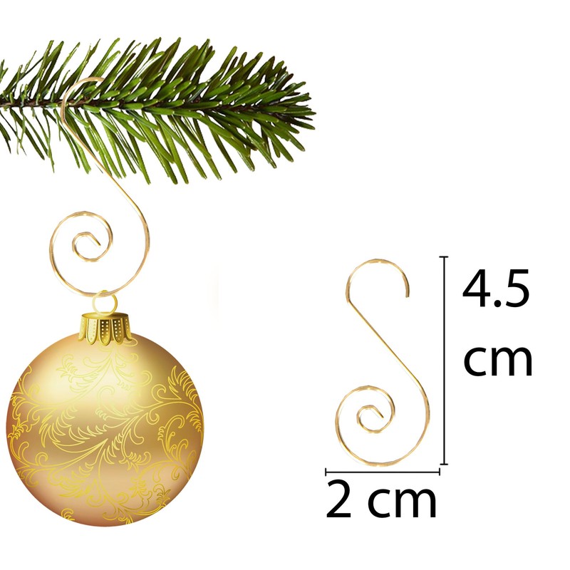 120Pcs Gold Christmas Ornaments Hangers Hooks for Christmas Tree Baubles,