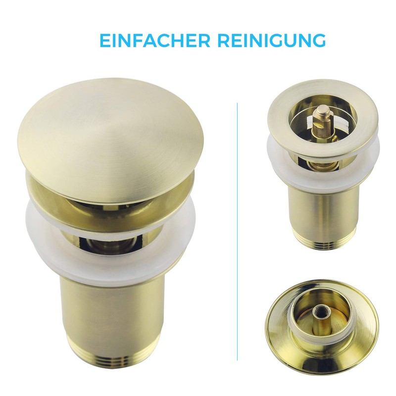 Keymark Universal Drain Fitting with Overflow Brushed Gold - Keymark
