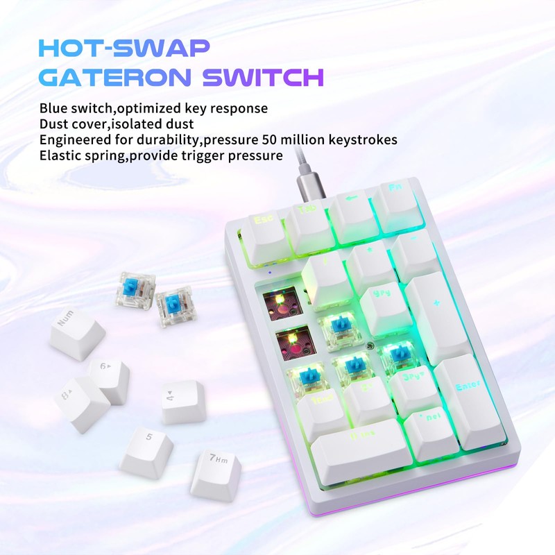 MOTOSPEED K24PRO Mechanical Numeric Keypad USB Wired 21Keys Mini Numpad