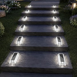 Lacasa Solar Driveway Lights 12 Pack,White LED Outdoor Deck Dock Lights