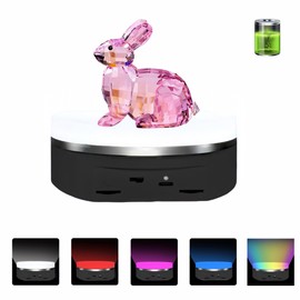JAYEGT Variety Colors Full Panel LED Luminous Rotating Display Stand , 11 Lbs Load, 360 Degree Photography Turntable for Glass Crystal ，Jewelry (6.3inch / 5Color LED Light / Black/Rechargeabl)