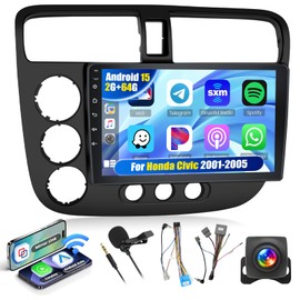 Realdio Android Car Stereo for Honda Civic 2001 2002 2003 2004 2005 with CarPlay Android Auto 26UI 2GB+64GB