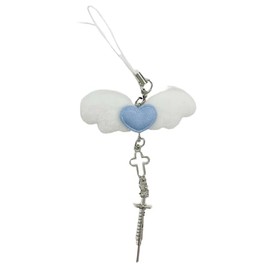 Wigo Heart Angel Keychain for School Gift Present Cute Girly Women's, saxon blue