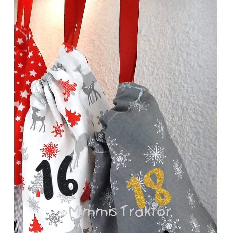 Iron-On Patch Advent Calendar Numbers 1-24 Flock Film Iron-On Appliques