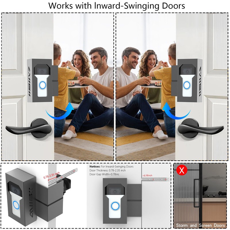 Bleu Clair Anti-Theft Video Doorbell Mount All Metal Compatible with
