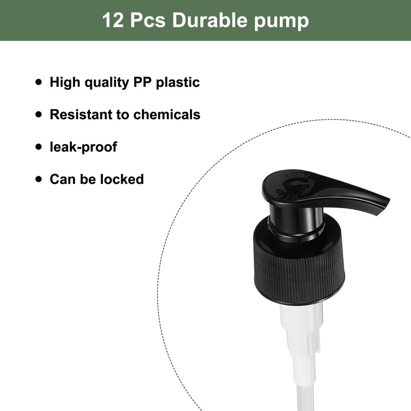 sourcing map 12Pcs Liter Pump Dispenser, 28/410 Universal Shampoo Container