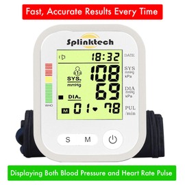Blood Pressure Monitor Digital Automatic Blood Pressure Machine for Home Use with Large LCD Display - Upper Arm BP Monitor Meter with Cuff & Smart Save Feature (White) Plus Zero Contact Door Opener