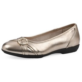 CLIFFS BY WHITE MOUNTAIN Women's Calming Cushioned Ballet Flat, Lt Gold/Metallic/Smooth, 6.5