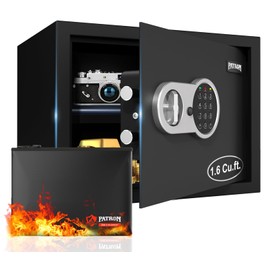 [ 1.6 Cu.ft. ]PATRON Fireproof Safe for Home,Document Safe Box Office,Digital Security Home Safes,Cabinet Safes for Money Cash,Wall Safes with Electronic Keypad for Hotel House Business,1.6 Cu.ft.