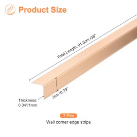 uxcell 3Pcs Wall Corner Protector, 35.4" Lx0.79 W Self-Adhesive Corner Guards, Aluminum Alloy Peel and Stick Edge Protector Molding Trim for Wall Door, Rose Gold