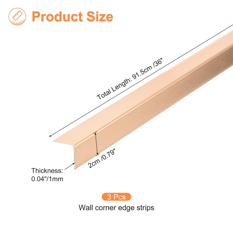 uxcell 3Pcs Wall Corner Protector, 35.4" Lx0.79 W Self-Adhesive Corner