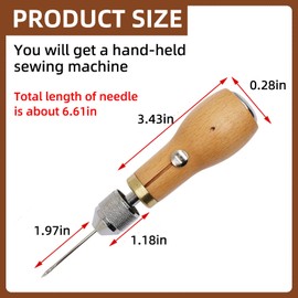 XZEIT Professional Speedy Stitcher Sewing Awl Hand Stitcher Repair Tool Kit, Leather Sewing Kit Needle, and Waxed Thread Leather Sail Canvas Heavy Repair with 2PCS Needles for Leather and Heavy Fabric