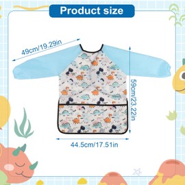saerryor 2PCS Kids Painting Apron Toddler Apron Art Smock for Kids Long-Sleeve Waterproof Painting Aprons, Painting,Cooking,Eating,Arts & Crafts Artist Apronfor Children Ages 3-8, Dinosaur