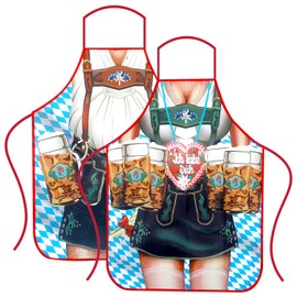 2Pcs Oktoberfest Apron,Couples Cooking Aprons German Dress Costume German Outfits Party Oktoberfest Decorations Supplies for Men Women Couple