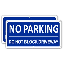 KooMate (2 Pack) Premium Aluminum No Parking Do Not Block Driveway Sign, 12" X 6" Metal No Parking Signs for Driveways, Easy Mounting, Rust Free, No Fade, Weather-resistant (BLUE)