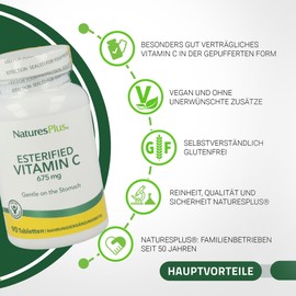 NaturesPlus Vitamin C Buffered 675 mg (90 Tablets) - Particularly Well Tolerated Vitamin C in Buffered Form