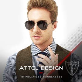 ATTCL Polarized Sunglasses for Women Men UV Protection Classic Trendy UV400 Sunnies for Pilot 3066 C1 black silver jianbian