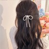 Cimenexe Bohemian Pearl Bow Hair Clips White Pearl Bow Tie