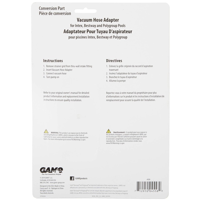 GAME 4558 Vacuum Hose Adaptor