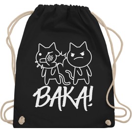 Shirtracer - Gym Bag Backpack - Anime Gifts - Baka! with Cats - White, 01 black
