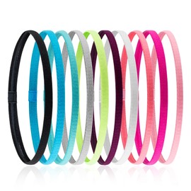 Hair Band, Headband, For Ladies, Kids, Slim Sports Sweatband, Running, Soccer, Yoga, Face Wash, Lightweight, Elastic, Men's Hair Band (10 Color Set-A)