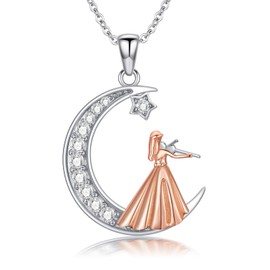 PROESS Art Sports Necklace 925 Sterling Silver Music/Painting Palette/Ballerina/Violin/Piano/Volleyball Pendant Chain Jewellery Birthday Gifts for Women Girls Mother Daughter, Sterling Silver, No